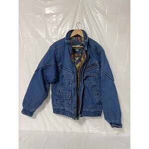 Vintage Eagles Ridge Quilted Lined Denim Jacket Blue Full Zip Southwestern L